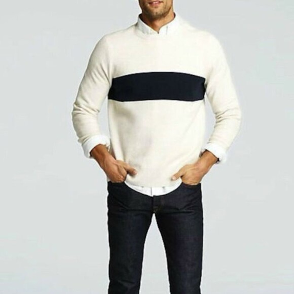 Jack Spade New York Navy Stripe Cotton Crewneck Sweater Men’s Size Large
